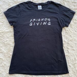 Friends Merch Friendsgiving T-Shirt Port & Company Women's Medium Black Top